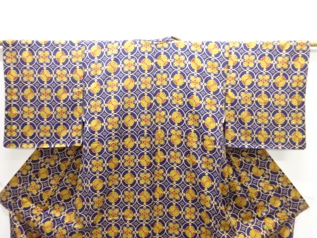  抽象花模様小紋着物